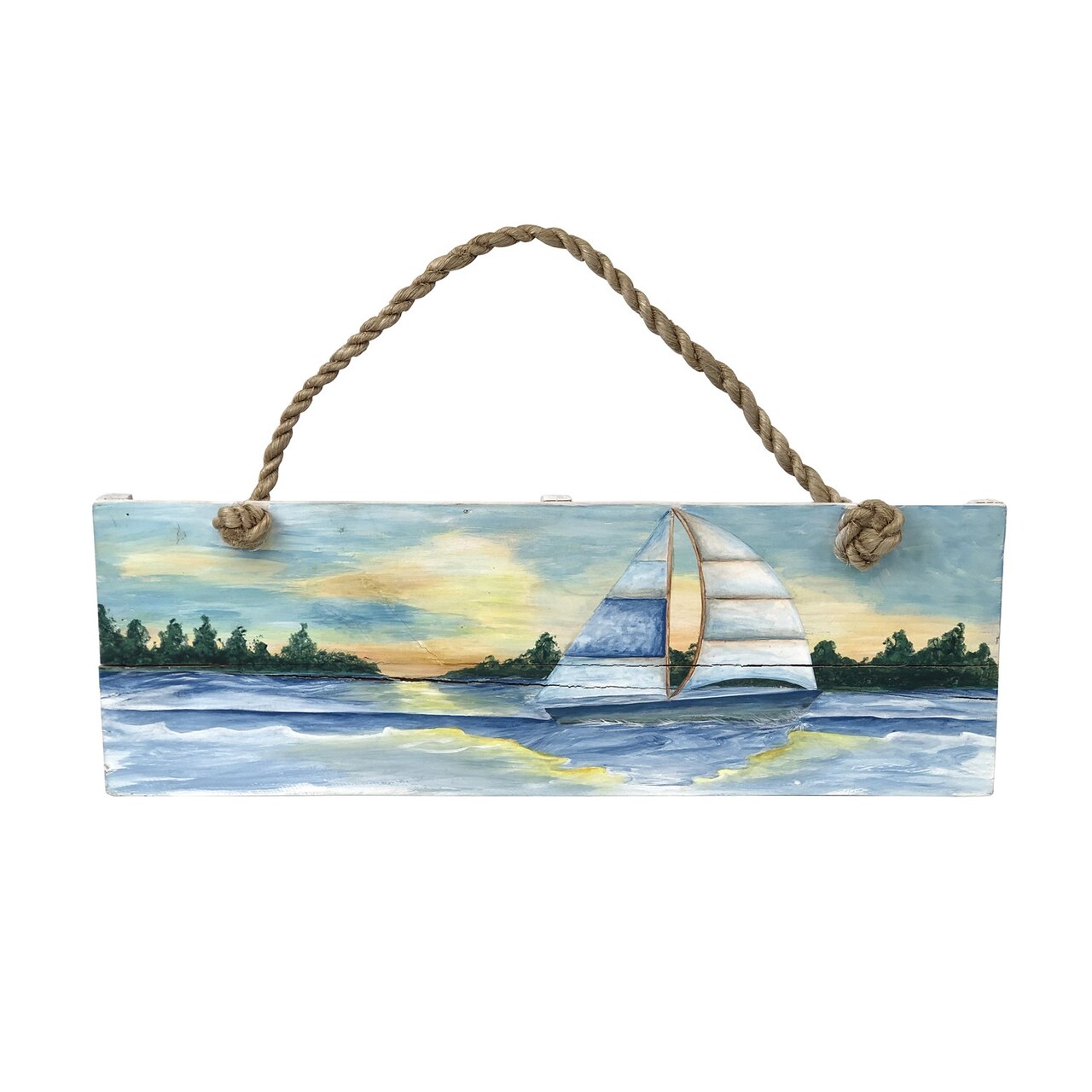 Reclaimed Metal Sailboat Coastal Plaque Sign Wall Hanging Decor Decoration For The Beach 22 x 10 x 3 Inches.